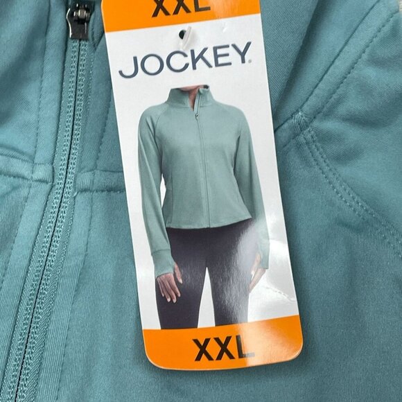 Jockey XXL Womens Teal Full-Zip Jacket With Thumb Holes Stretch Fabric NWT 6543 - Picture 5 of 8